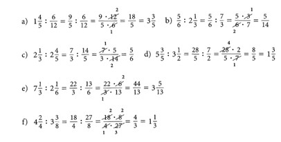 5. und 6. Klasse Division von natürlichen Zahlen und Brüchen mit Lösungen 4