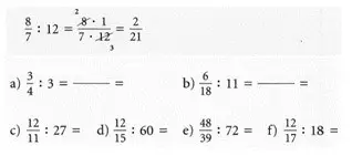 5. und 6. Klasse Division von natürlichen Zahlen und Brüchen mit Lösungen 2