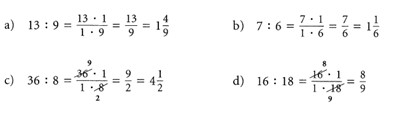 5. und 6. Klasse Division von natürlichen Zahlen und Brüchen mit Lösungen 8