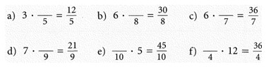 5. und 6. Klasse Multiplikation Bruch mal natürliche Zahl mit Lösungen 4